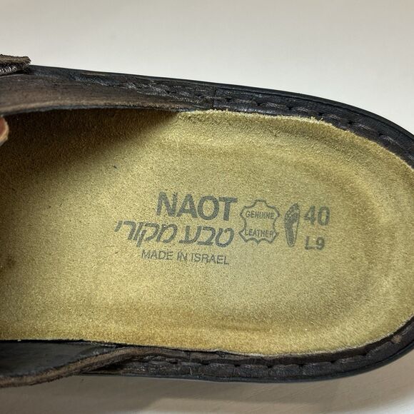 NAOT Avignon Mule Slip On Women's Brown Leather Shoes Sz 9 EU 40 Buckle - Picture 7 of 7